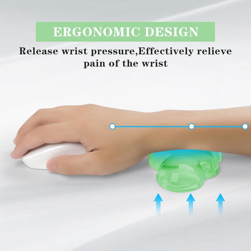 KEPUTAIER Gel Cloud Mouse Wrist Rest, Cute Wrist Support and Arm Support for Mouse Rest Typing Pain Relief，Suitable for Office/Computer/Laptop/Gaming (Transparent Green) - Image 2